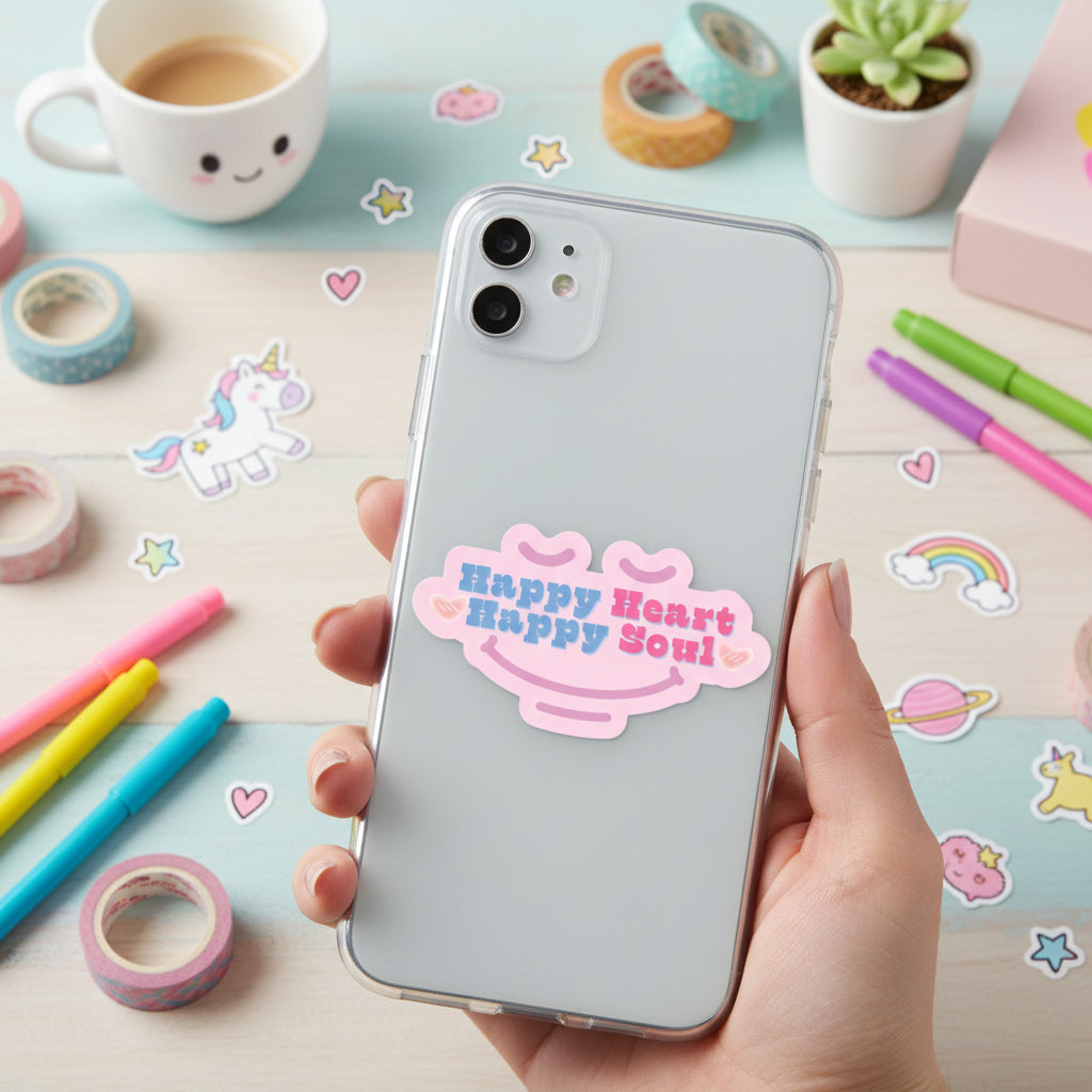 Happy Heart Happy Soul- Cute Vinyl/Waterproof